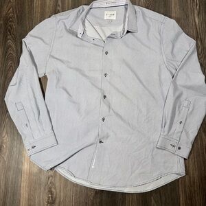 C-LAB NYC  Button Down Shirt Slim Fit Blue Dotted Men's XL 4 Way Stretch